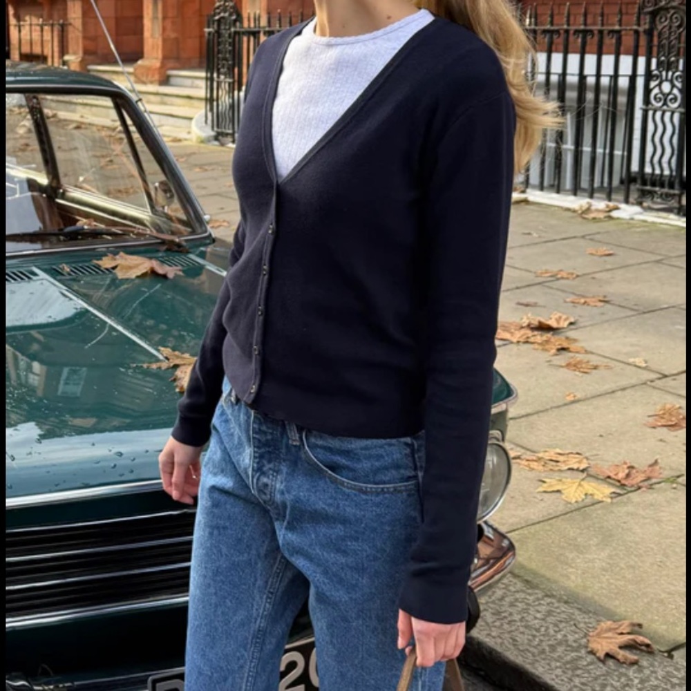 Brandy Melville Navy V-Neck Cardigan Sweater